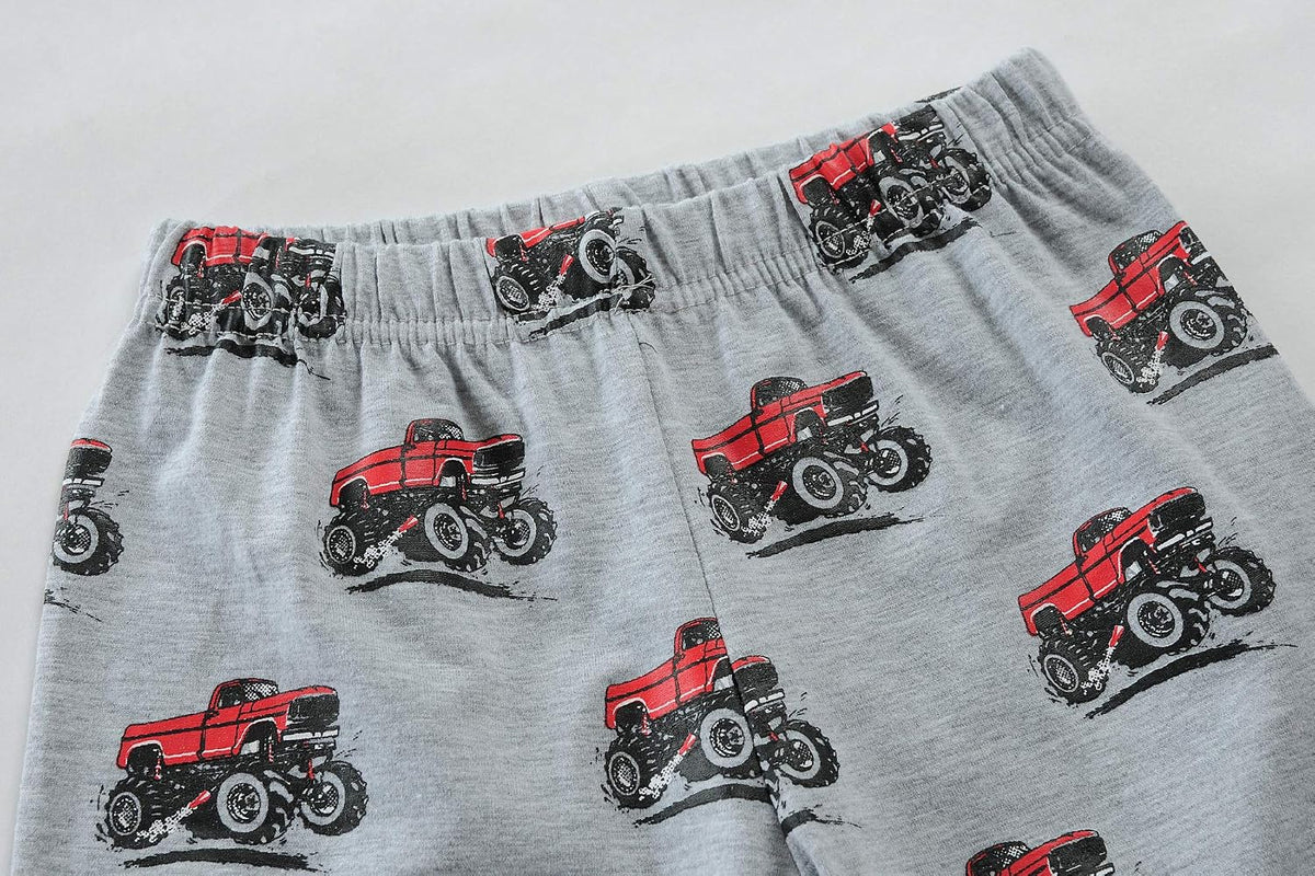 CM-Kid Toddler Boys Pajamas 100% Cotton Summer Pjs for Boy Jammies Dinosaur Dog Little Kids Clothes Sleepwear Short Sets