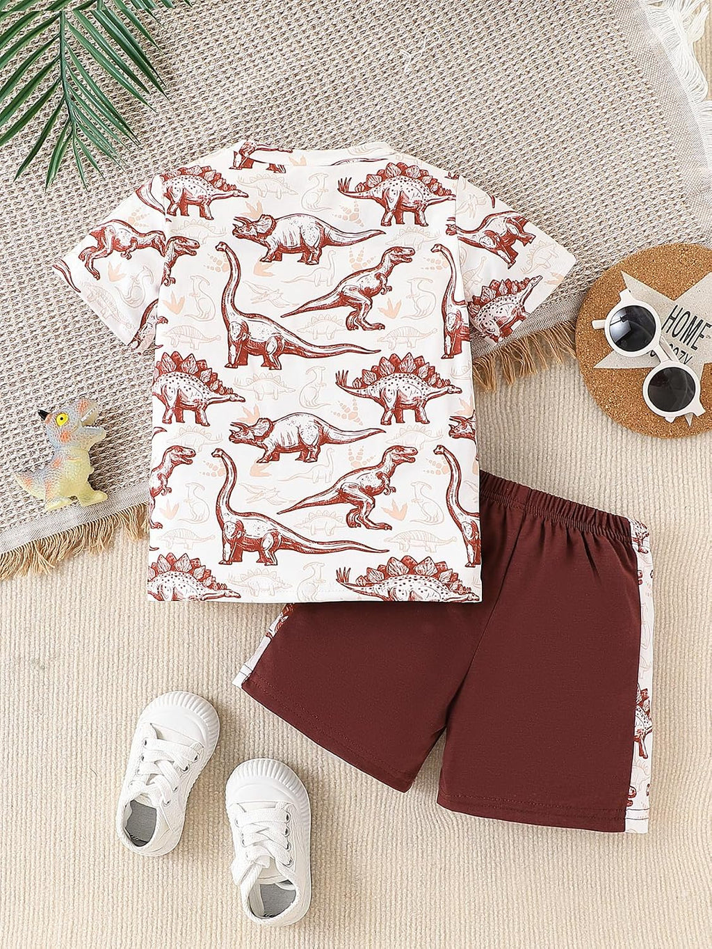 2-7 T Toddler Baby Boy Outfits Shorts Sleeve Summer Beach Cocos T Shirts + Shorts Clothing Set