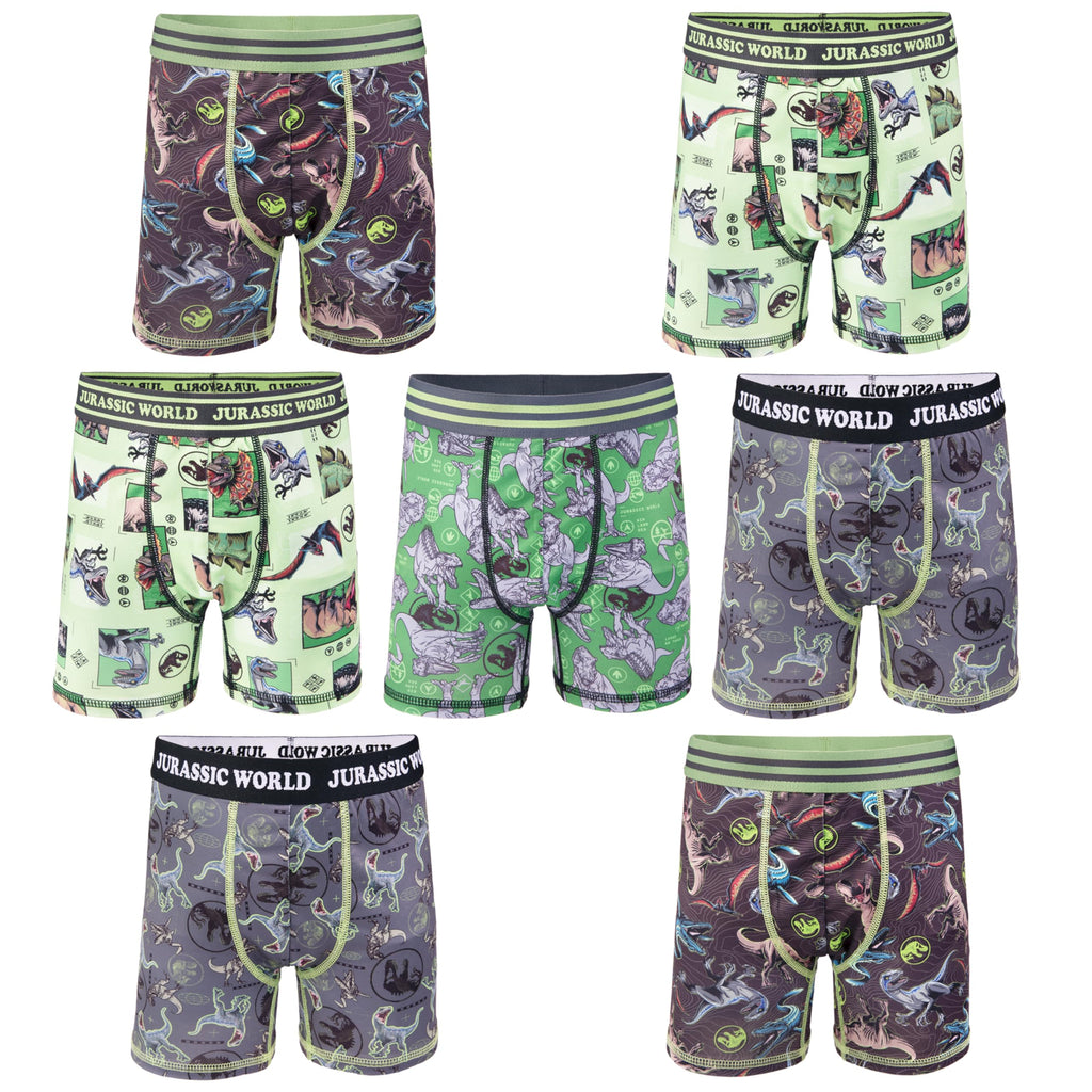 Jurassic World Boys' Boxer Briefs Multipacks With T-rex, Raptor and Triceratops Print Options in Sizes 4, 6, 8, 10 & 12