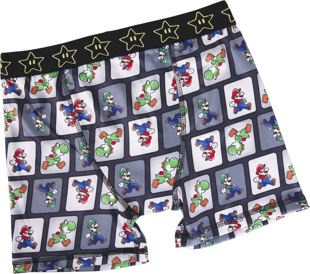 Nintendo Boys' Super Mario Boxer Briefs With Mario, Luigi, Toad, Yoshi, Peach & Bowser, Sizes 4, 6, 8, 10 and 12