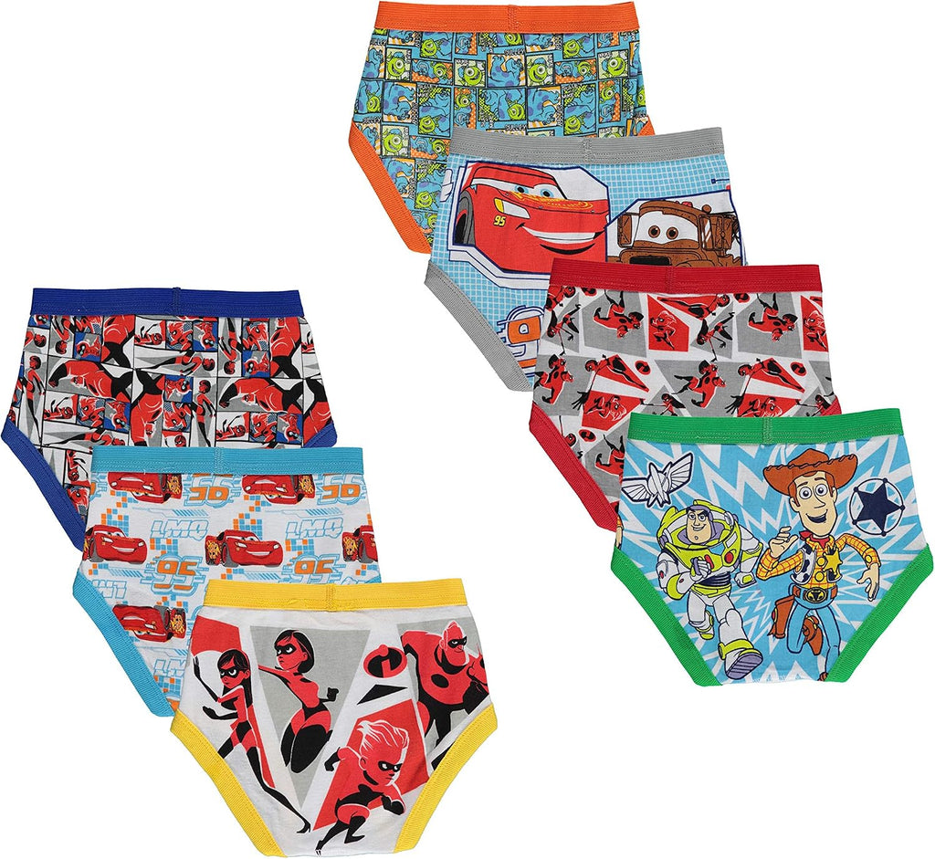 Disney Boys' Pixar 100% Combed Cotton Briefs With Cars, Toy Story, Nemo, Monsters Inc & the Incredibles in Sizes 2/3t and 4t