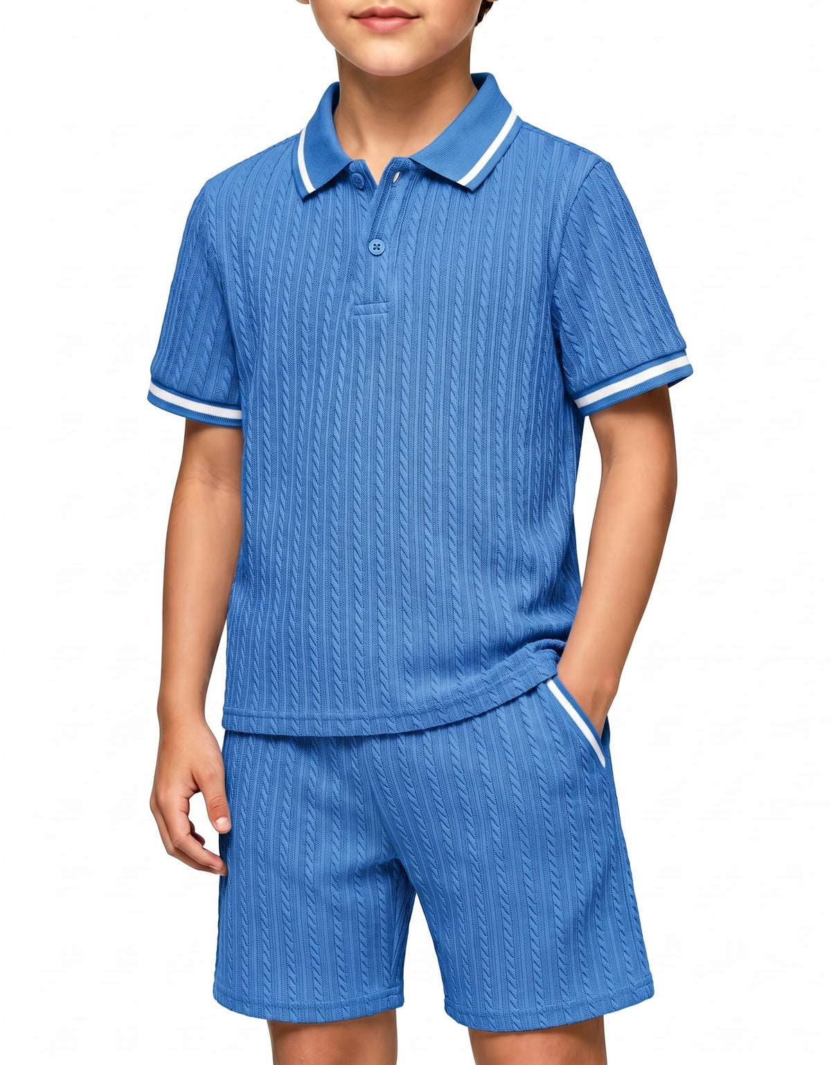 Arshiner Boys 2 Piece Outfits Button Polo Shirt & Elastic Shorts 4-13 Years