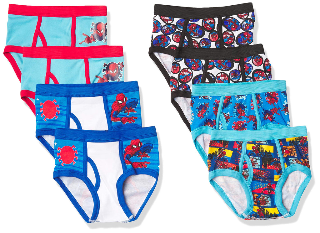 Spider-Man boys 100% Combed Cotton Brief Multipacks With Multiple Print Choices Available in Sizes 4, 6, 8, 10, and 12