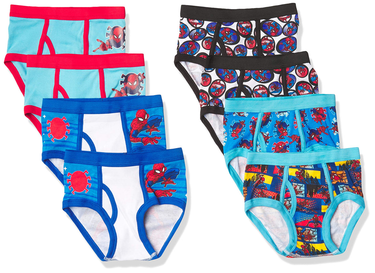 Spider-Man boys 100% Combed Cotton Brief Multipacks With Multiple Print Choices Available in Sizes 4, 6, 8, 10, and 12
