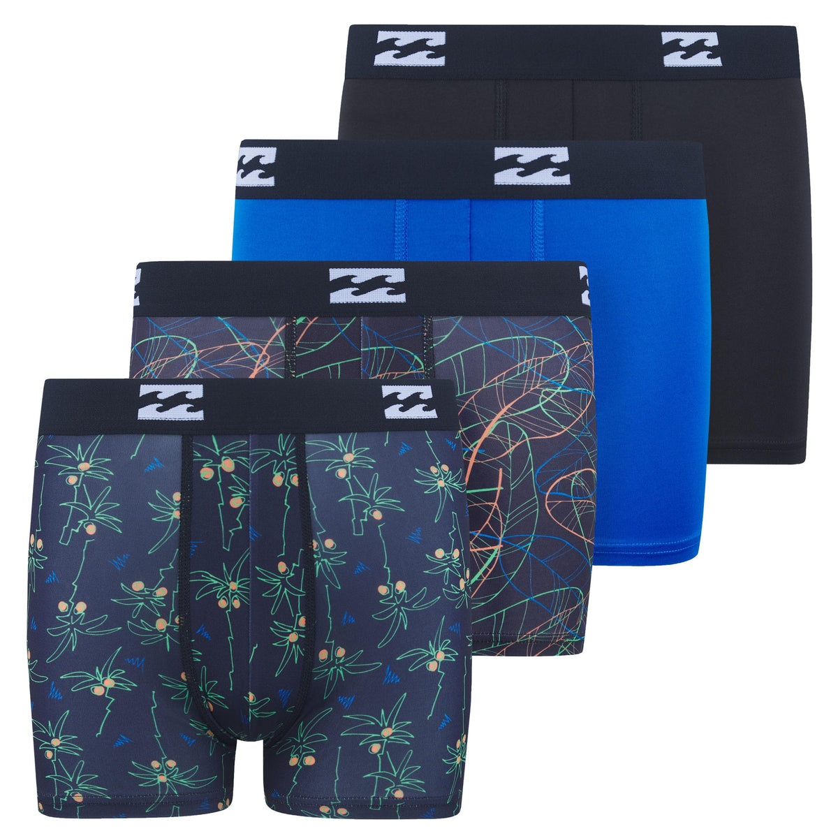 Billabong Boys Underwear, 4 Pack Durable Stretch Breathable Boxer Briefs