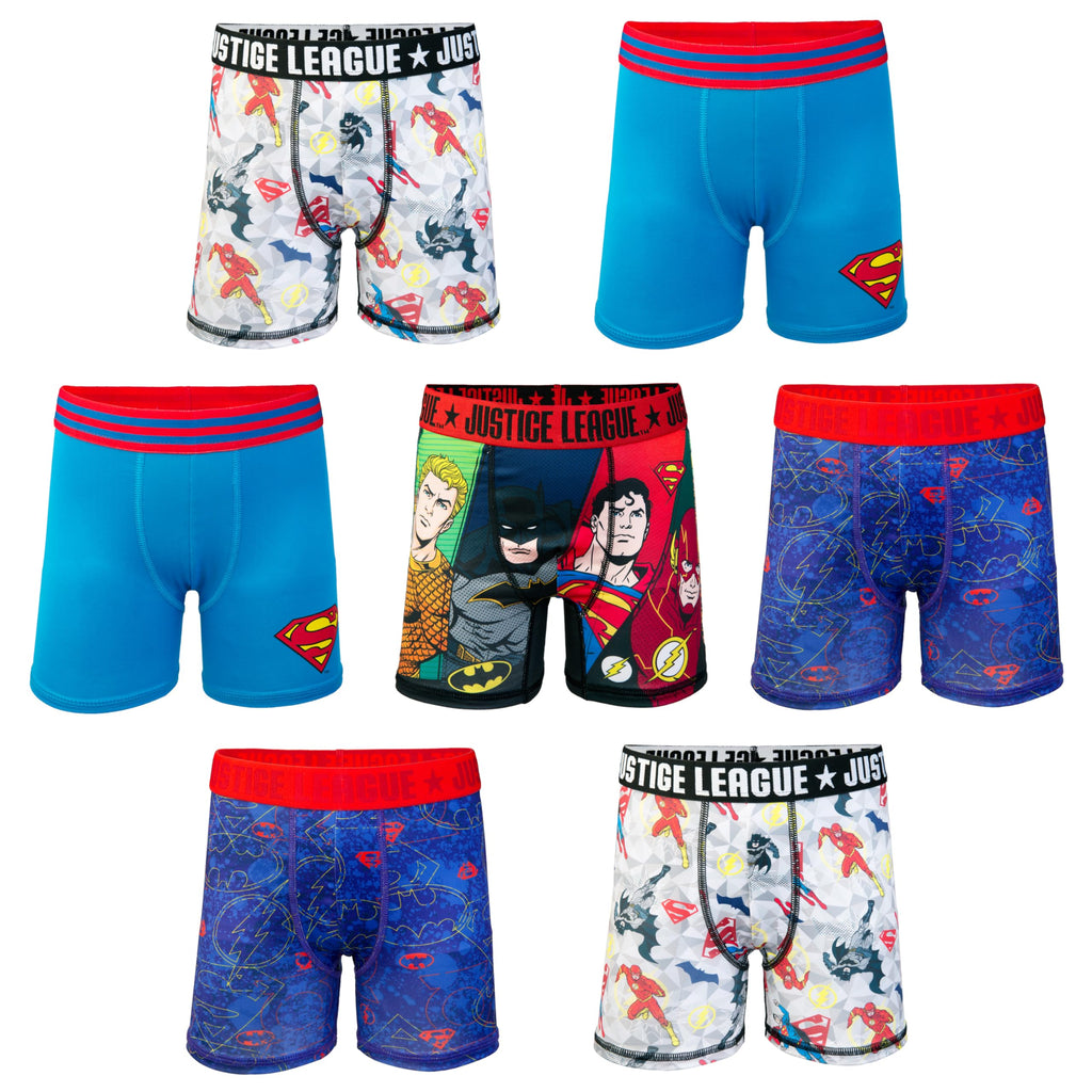 DC Comics Boys' Superhero Boxer Briefs Multipacks with Batman, Flash, Superman & More, Sizes 4, 6, 8, 10, 12