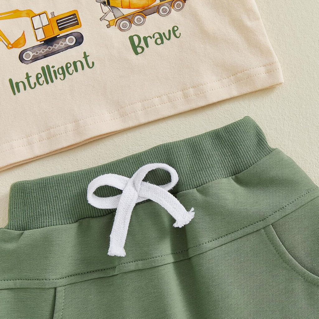 Kaipiclos Toddler Baby Boy Summer Outfit 6 12 18 24 Month 2T 3T 4T Boys Clothes Letters Shirt Truck Baby Tee + Shorts Set