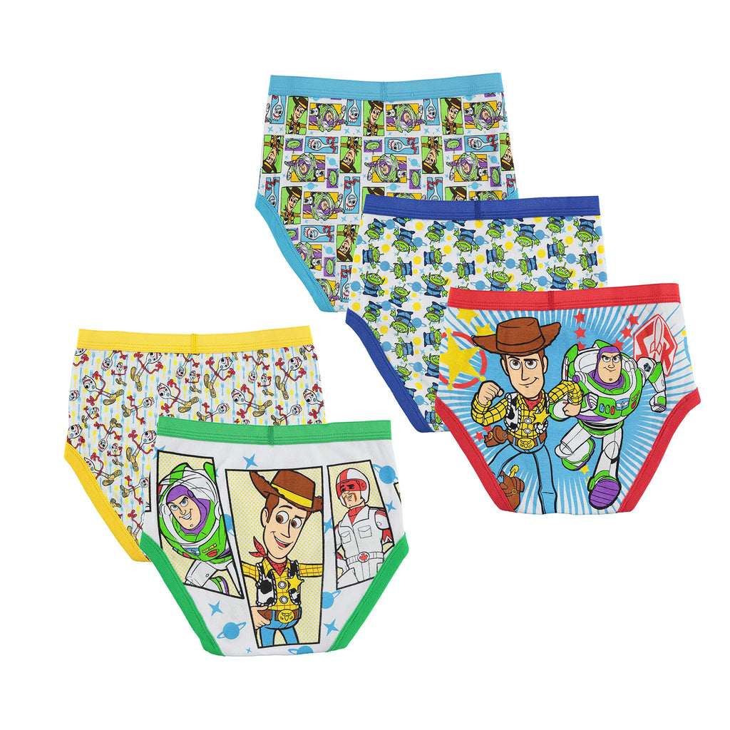 Disney Boys' Pixar Toy Story 100% Cotton Brief Multipacks With Woody, Buzz, Rex, Forky and More in Sizes 2/3t, 4t, 4, 6 & 8