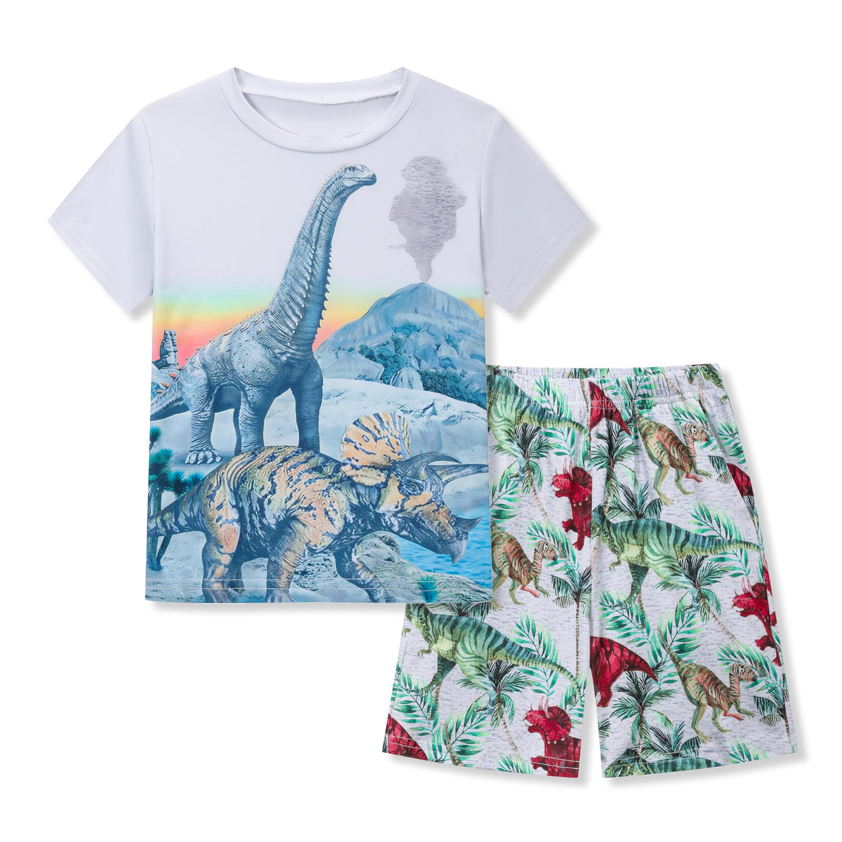 Ayzozuy Boy Clothes Colorblock Top + Drawstring Waist Shorts 2 Pieces Kid Summer Outfits Set