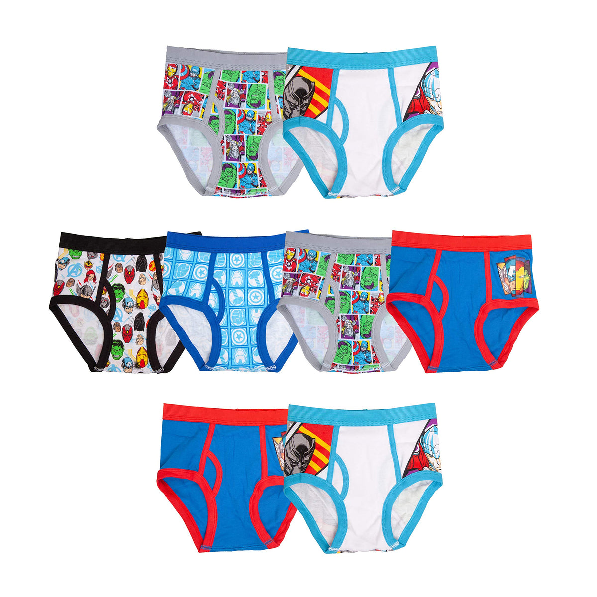 Marvel Boys' Avengers Briefs in Assorted Prints That Include Iron Man, Hulk, Thor and More in Size 4, 6, and 8
