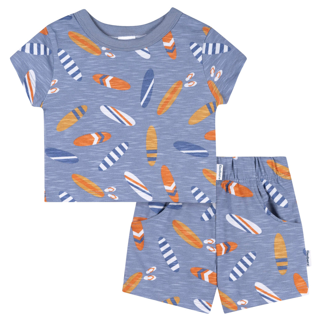 Gerber Baby Boys' Toddler T-shirt and Short Set