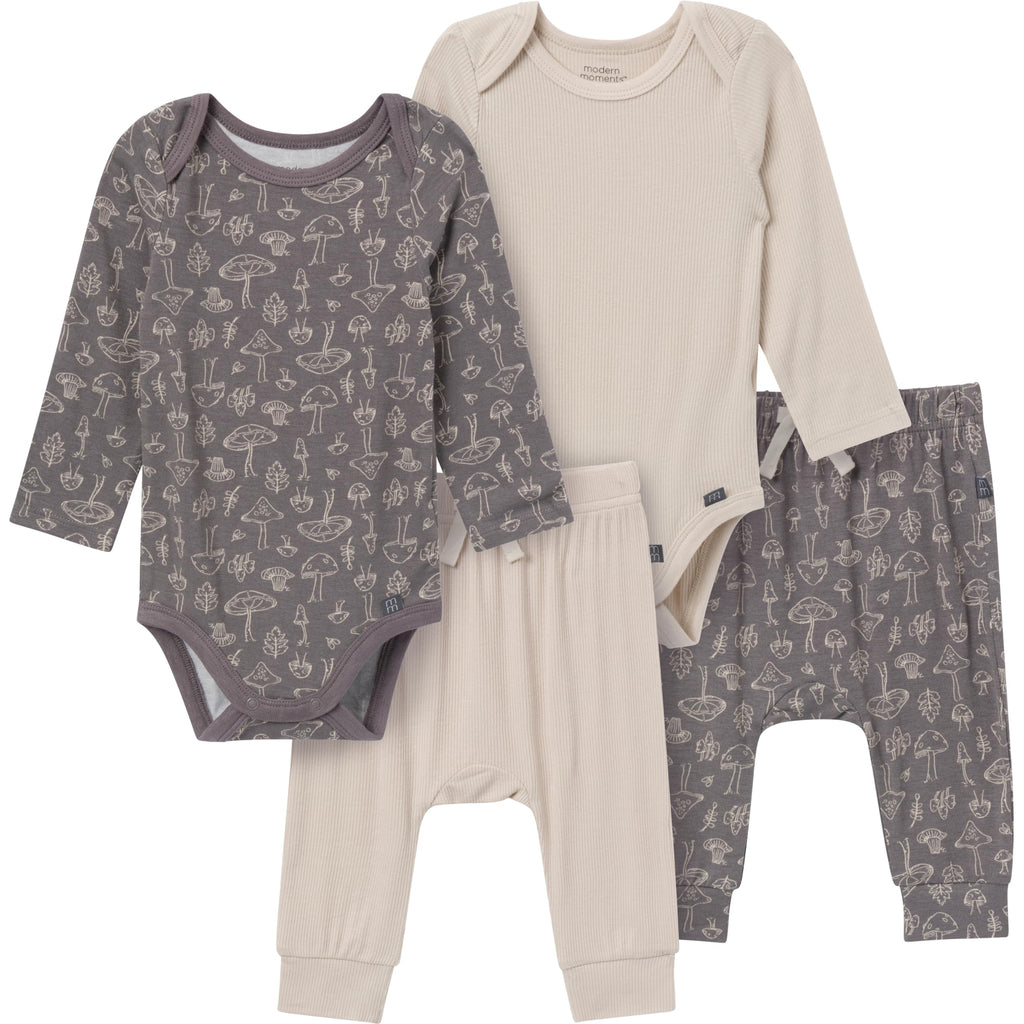 Modern Moments by Gerber Baby Viscose 4-Pack Bodysuit & Pant Set