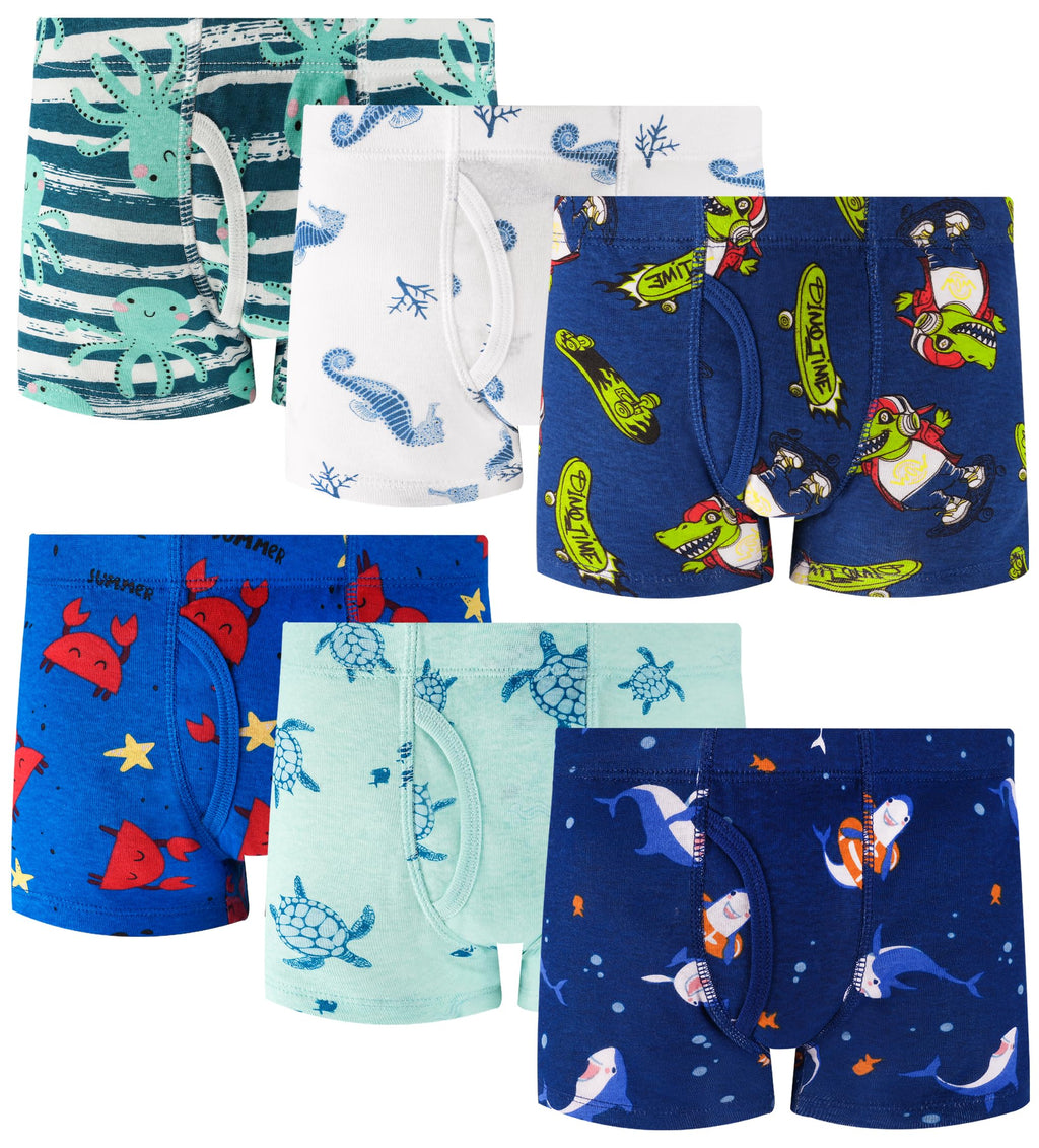 Boys 100% Cotton Soft Boxer Briefs Size 18M-12Yrs Tagless Underwear 6-Pack