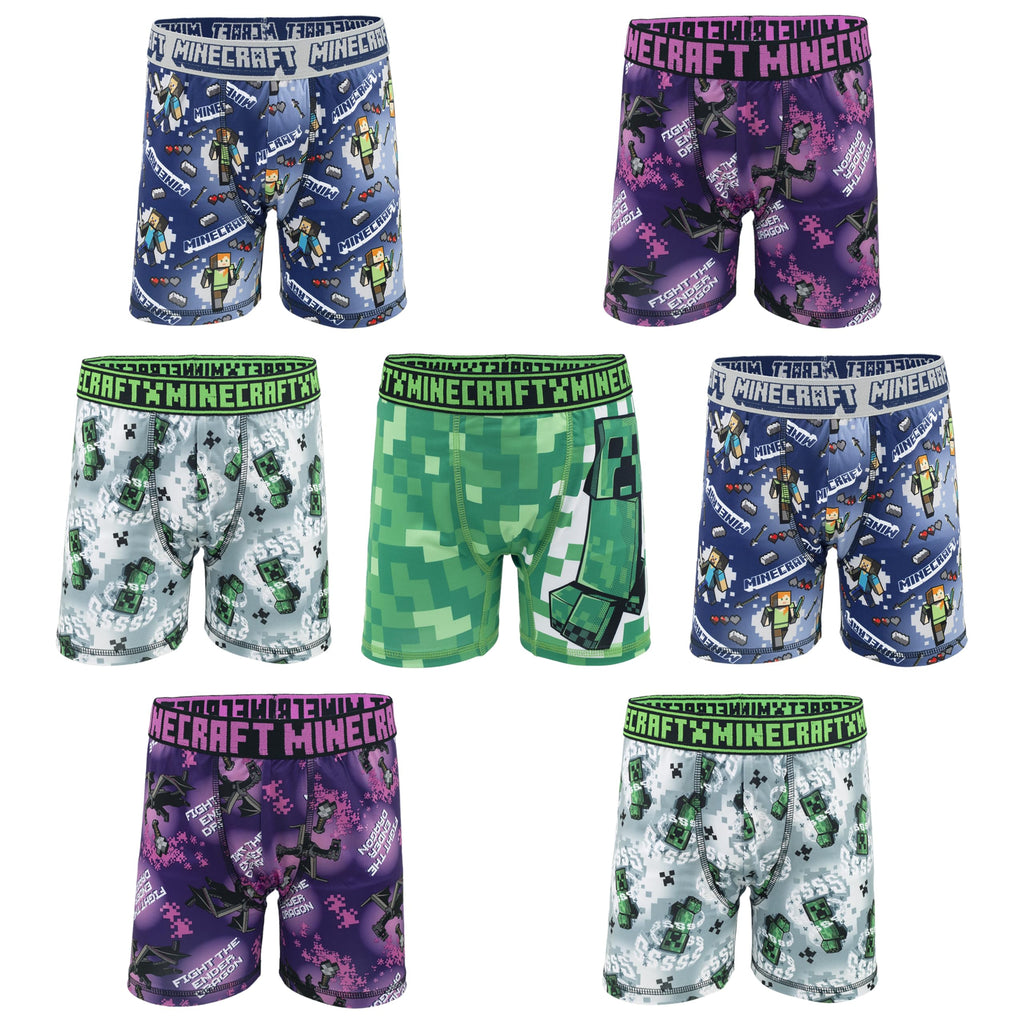 Minecraft Boys' Ultimate Gamer 7-pack Athletic Boxer Briefs With Coolcraft Technology in Sizes 4, 6, 8 and 12