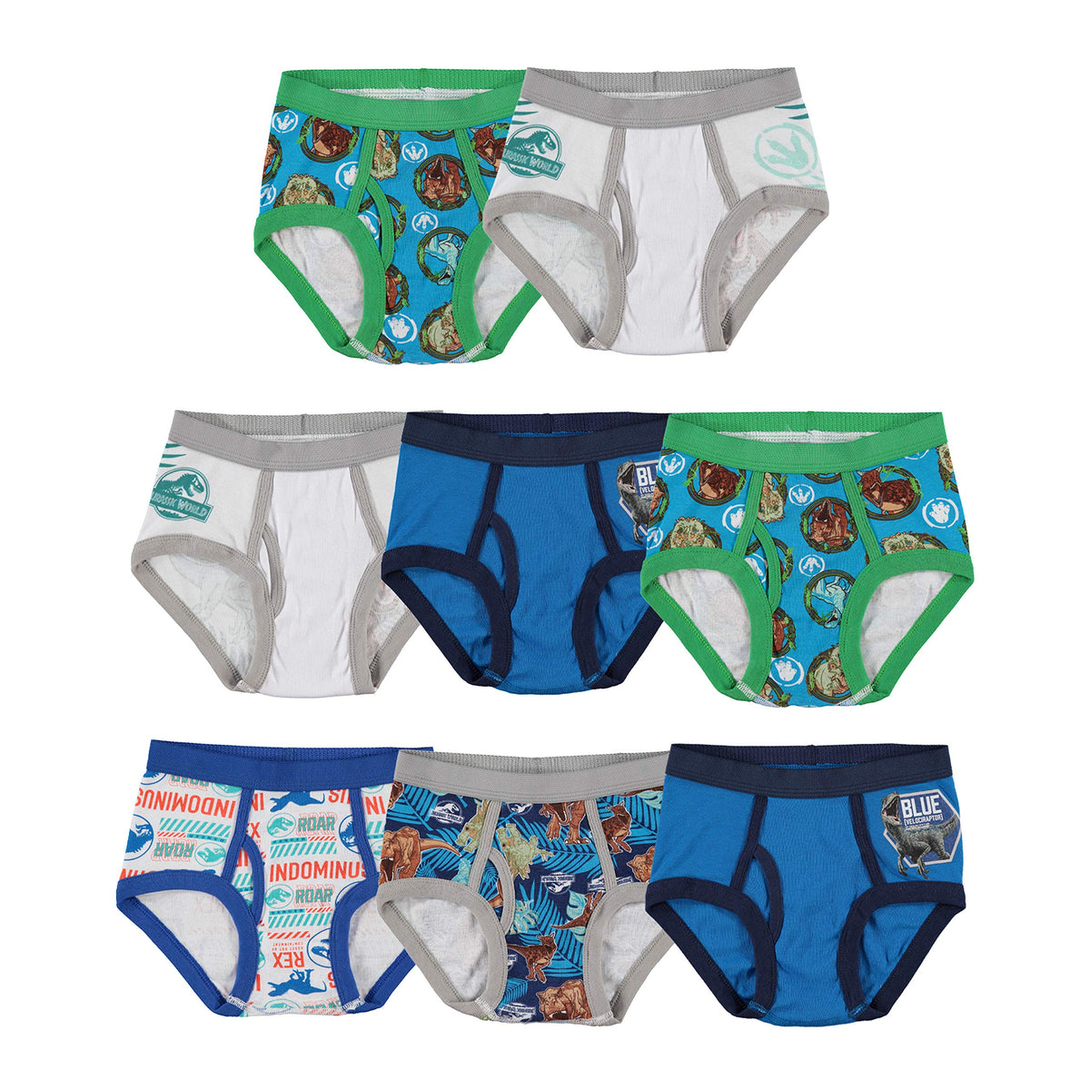 Jurassic World Boys' Boxer Briefs Multipacks With T-rex, Raptor and Triceratops Print Options in Sizes 4, 6, 8, 10 & 12