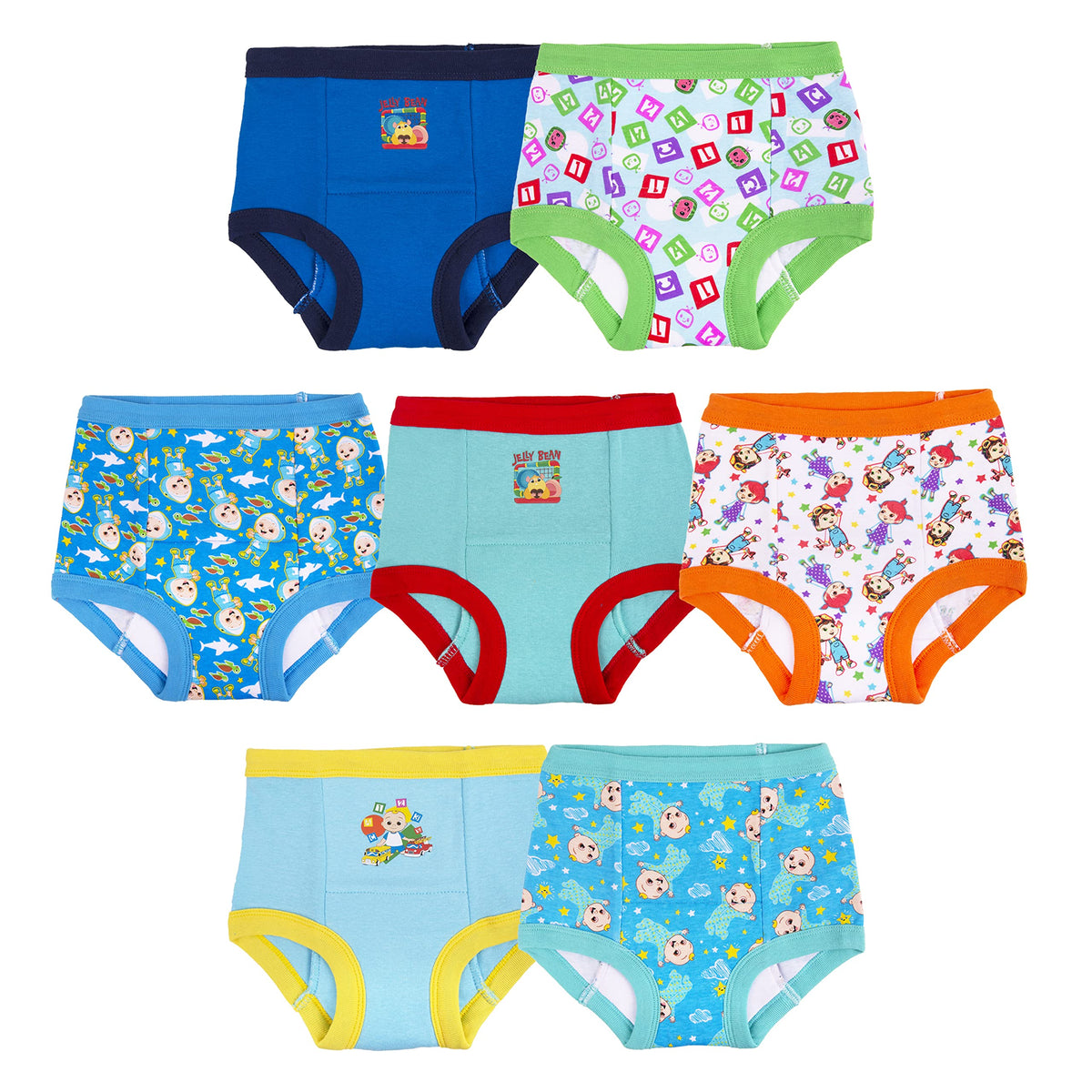 CoComelon Boys' Amazon Exclusive 10-pk & 7-pk of 100% Combed Cotton Briefs in Sizes 18m, 2/3t and 4t