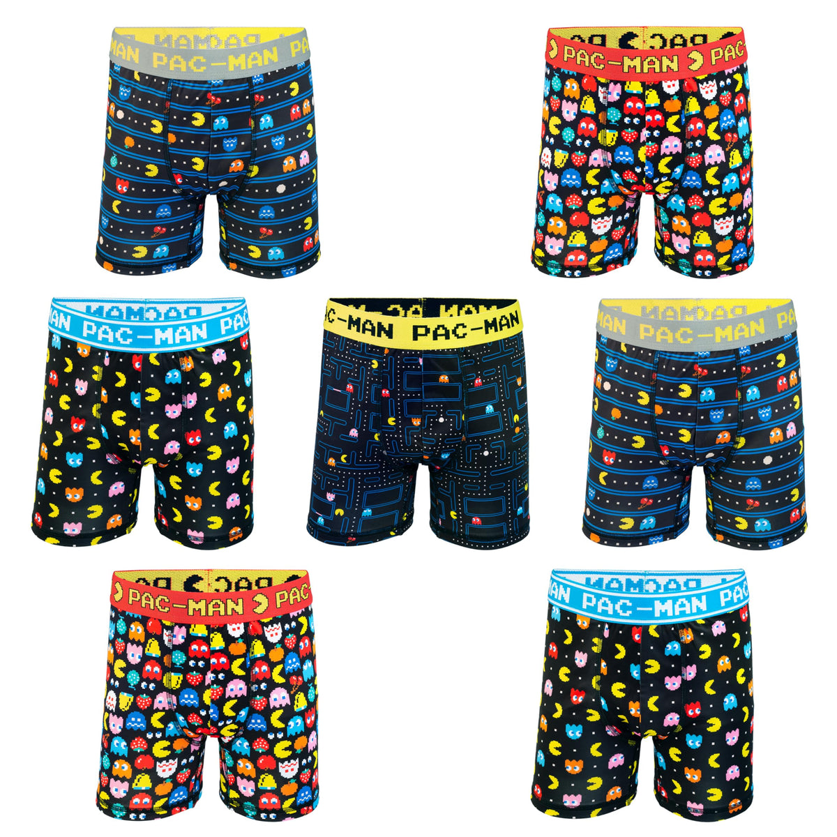 Pac-Man Boys' Amazon Exclusive 7-pack of Athletic Boxer Briefs in Sizes 4, 6, 8, and 10