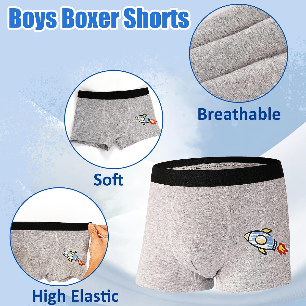 Boys Boxer Briefs 5 Pack, Kids Youth Underwear for 8-14 Years Teen Big Kids Soft Breathable Boxer Shorts Underpants