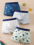 4-Pack Boys' Comfortable Printed Underwear, Horse, Penguin, Dinosaur Prints, Soft and Stretchy, Perfect Fit for Daily Wear, All Season Underwear