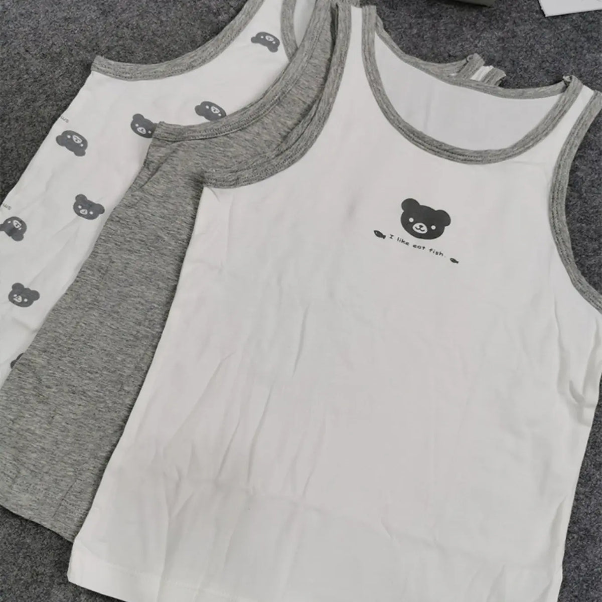 Boys' Cartoon Bear Print Tank Top, Breathable Round Neck Sleeveless Shirt, Comfortable Quick-Dry Innerwear, Quick Drying Undershirts, Quick Dry Underwear, Ideal for Play and School
