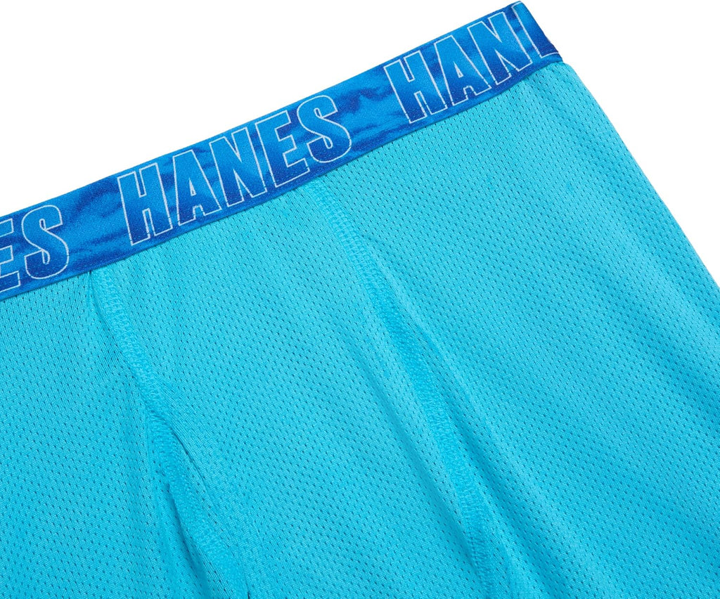 Hanes Boys' Moves Performance Underwear Boxer Brief, 6-pack, All Over Mesh Moisture Wicking Boxer Briefs